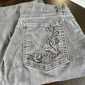 Lee Classic Fit At The‎ Waist Gray Jeans Embroidered Pocket Straight Women's 10